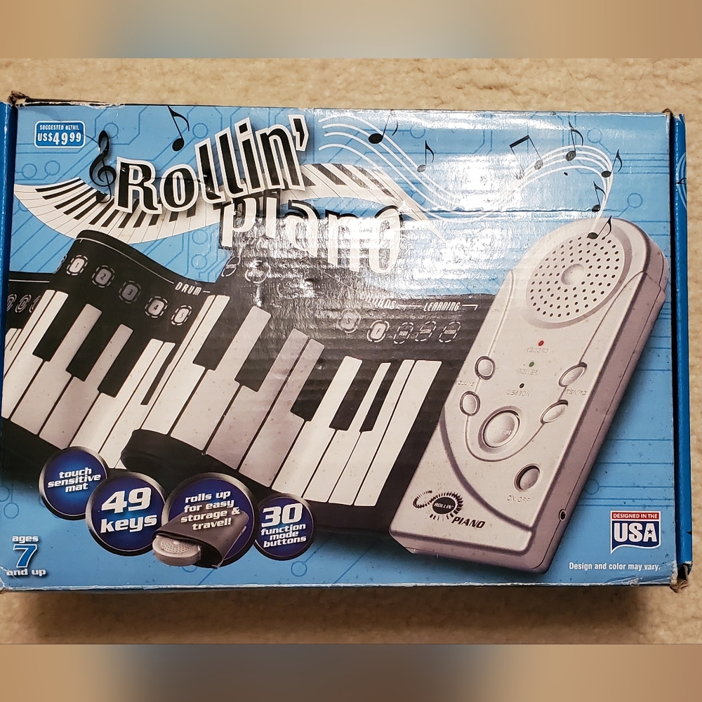 Travel Piano Rollin Piano" 49 Keys & 30 Functions Roll Up Keyboard in Box